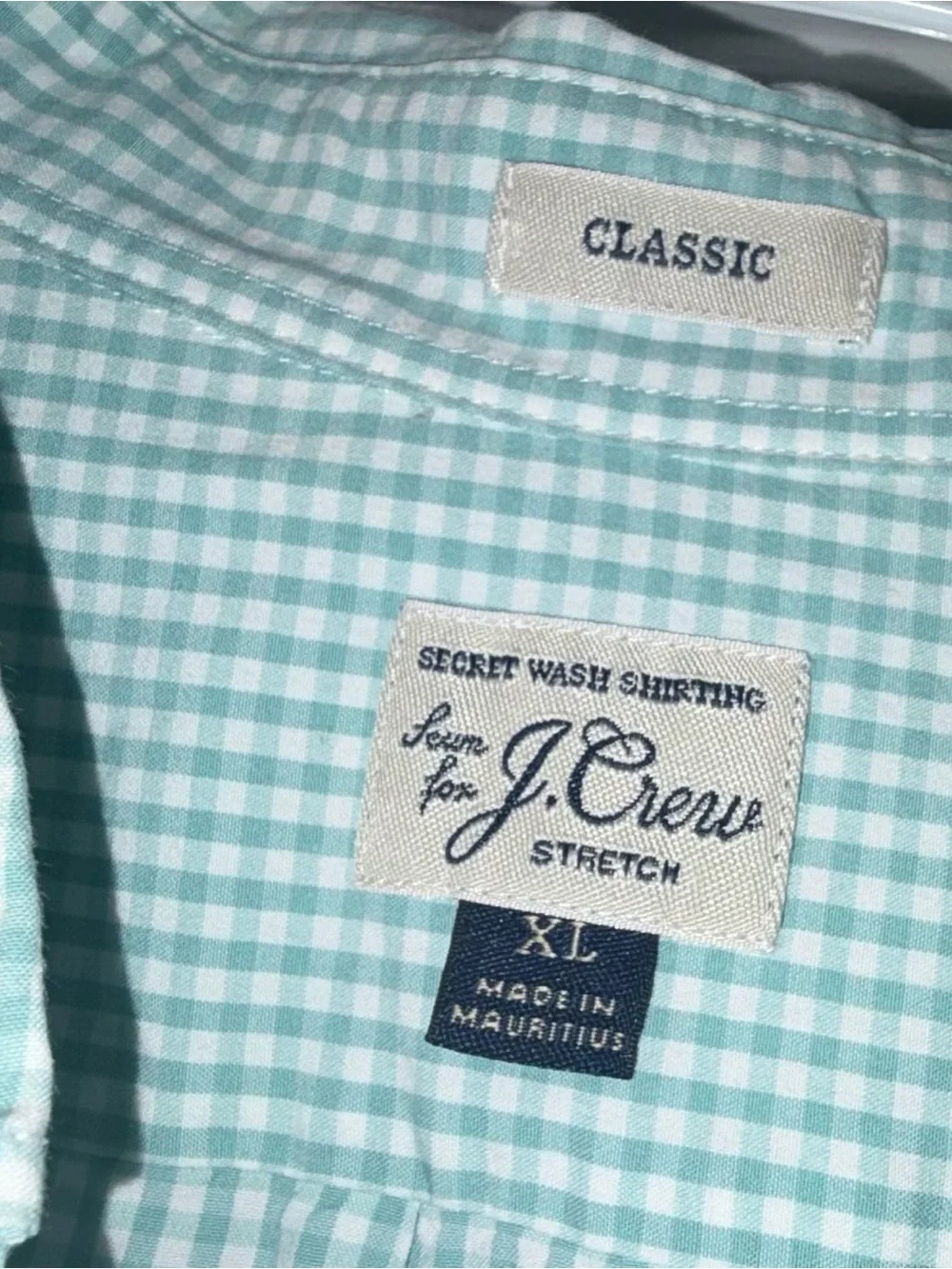 J. Crew Men’s Light Mint Gingham Button-Up Shirt